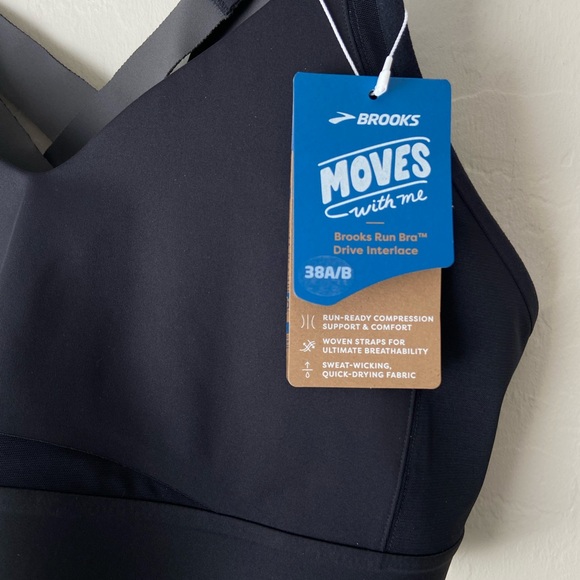 Brooks drive interlace run sports bra black 38 A/B - Picture 9 of 13